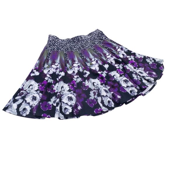 Grace Elements Black & Purple Floral Pull-On Skirt - Women's XL - Picture 3 of 5